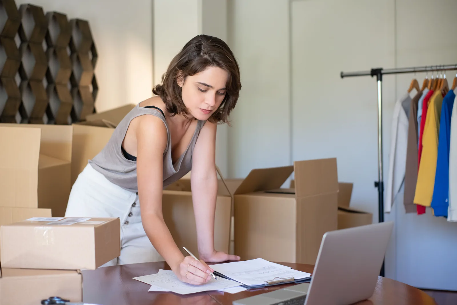 Small business owner working from a combined home and business space
